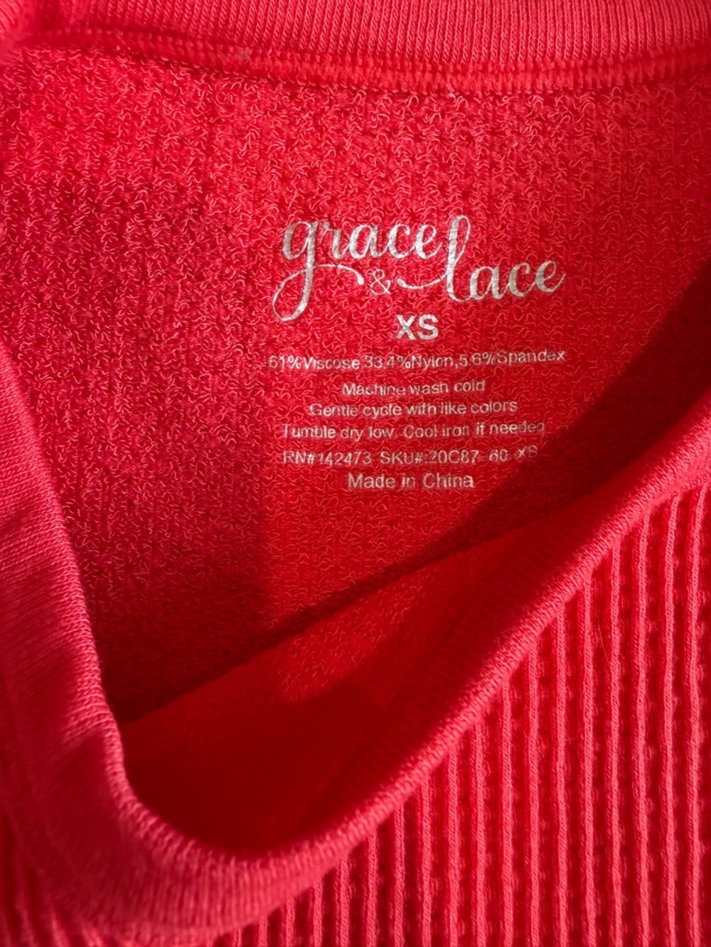 Grace & Lace Brami Ribbed Sleeveless Tank Top Red - Picture 6 of 8